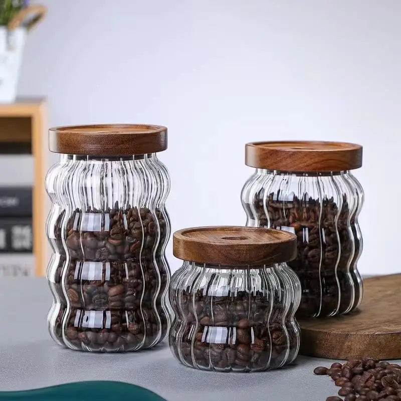 Borosilicate Glass Sealed Jar with Cover for Kitchen Seasoning/Coffee Bean/Tea/Sugar/Herbs Eco-Friendly Multifunction Storage