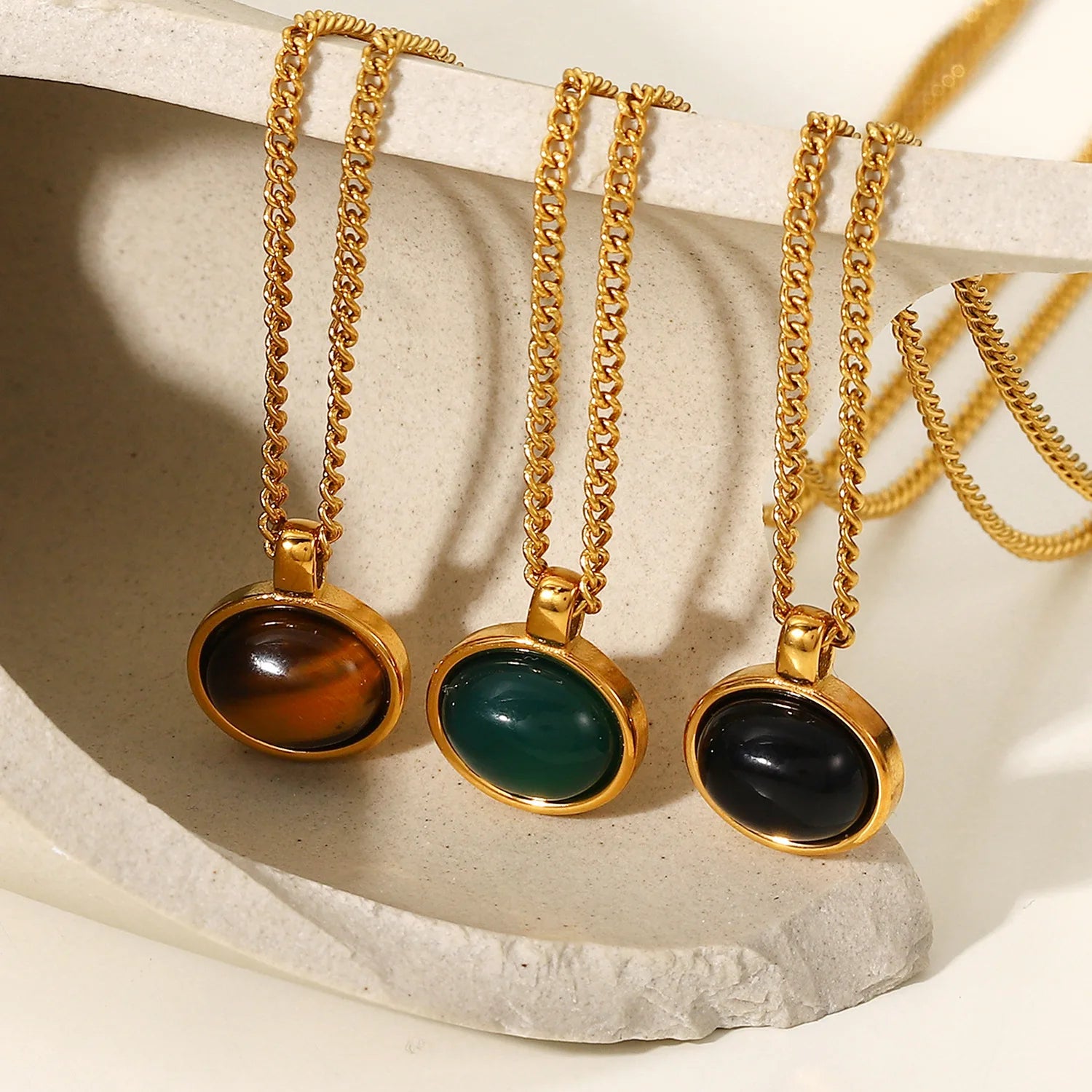 Ins 18K Gold Plated Necklace Zircon Crystal Gemstone Necklace Eye Sun Star Stainless Steel Necklace