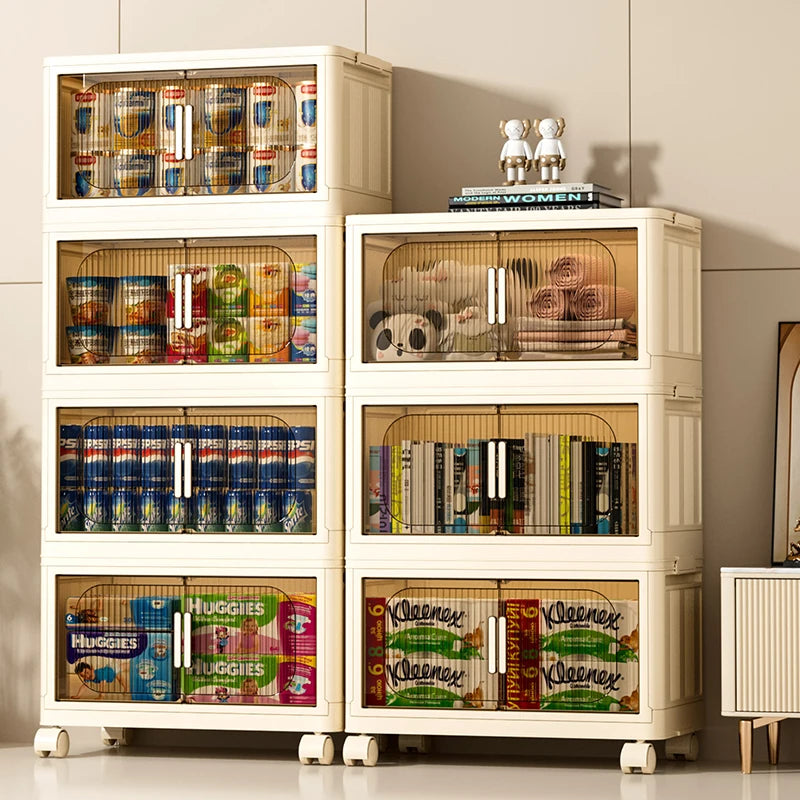 Sesame Spot Modern Home Storage Box & Bin High Quality Plastic Collapsible Storage Cabinet Stable Overlay Household Container