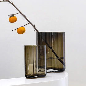 Nordic Light Luxury Glass Striped Vase Creative Modern Living Room Flower Arrangement Ornament Indoor Dry Flower Glass Vase