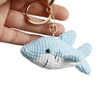Crochet Shark Charm Keychain Toy Handmade Amigurumi Cute Mini Wool Knitted Woven Ocean Animal Doll Bag Pendant Accessories Gift