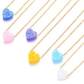 Fashion Heart Shape Colorful Opal Stone Gold Color Chain Pendant Necklace for Women