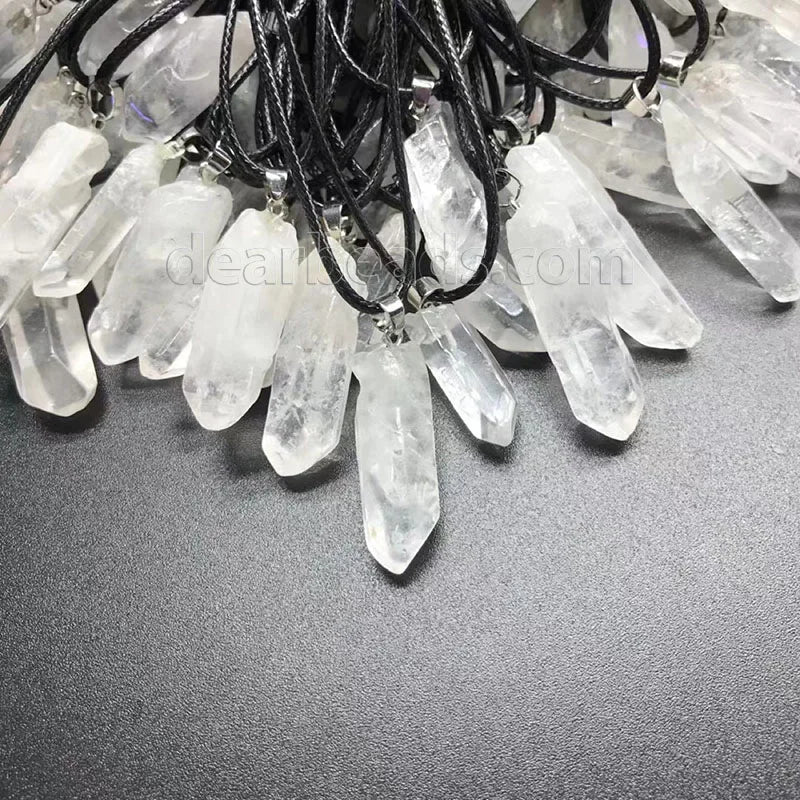 Cheap Natural Rough Raw Crystal Rock Quartz Point Cluster Pendant Loose for DIY Necklace Jewelry Making 15-35mm