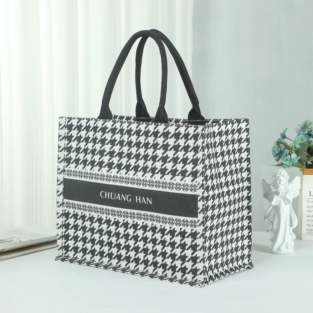 Eco-Friendly Burlap Canvas  Tote Bags Tote Bag Shoulder Shopping Set with Mat Beach clear Tote Bag With Custom Logo Printed
