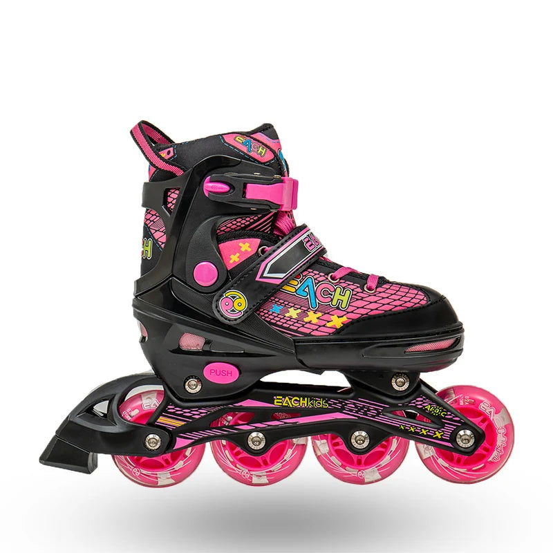 EACH Brake Pink Flashing Roller Children Inline Roller Skates 4 Wheels Wholesale Roller Skate Shoes Skating Shoes for Kids