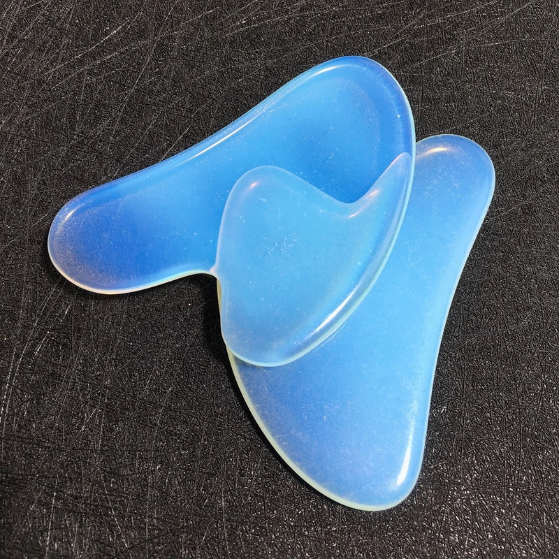 Huiying Custom facial heart scraping massage jade stone opalite gua sha tool