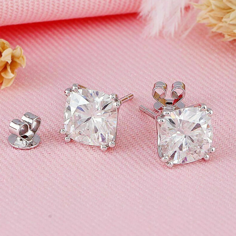 CAOSHI Clear Square Stud Earrings Plain Jewelry Lady Silver Classic Women Girls Daily Dainty Stud Earrings