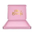 Pink Recyclable Gift Boxes with Gold Foil Printing Customizable Corrugated Board Boxes for Gifts