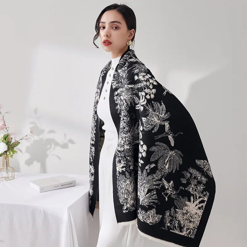 Women Luxury Brand Winter Shawl Wraps Thick Blanket Square Tassel Stoles Echarpe Pashmina Warm Imitation Cashmere Scarf