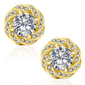 14K Gold S925 Silver Lab Round Cut Brilliant D Color VVS1 Clarity Moissanite Diamond Stone Women's Stud Earrings for Wedding