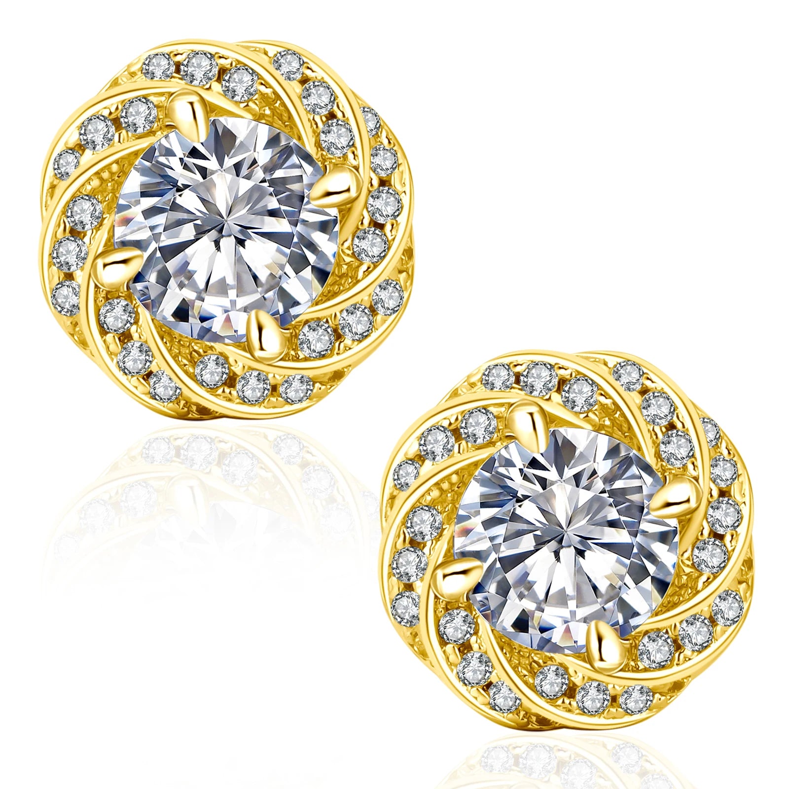14K Gold S925 Silver Lab Round Cut Brilliant D Color VVS1 Clarity Moissanite Diamond Stone Women's Stud Earrings for Wedding