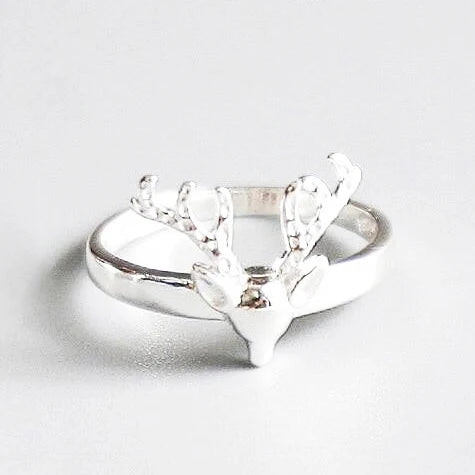 Wholesale Simple Design Jewelry Silver Open Adjustable Deer Rings for Women