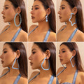 Exaggerated Punk Jewelry Geometric Heart Triangle Star Hoop Earrings Fashion French Style Big Circle Blue Denim Hoop Earrings