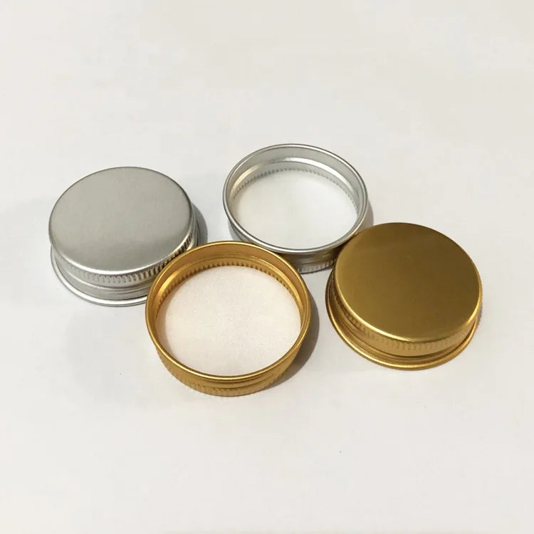 Gold Silver Black 38/400 38 mm Screw Thread Metal Aluminium Cap / Lid With Foam Liner for Jars