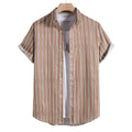 2023 New Men's Striped Short-sleeved Shirt Fashion Loose Casual Shirt