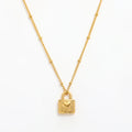 Fenny 18K Gold Plated High Quality Tarnish Free Simple Fortune Padlock Pendant Bead Chain Stainless Steel Necklace for Women