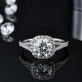 Abiding Jewelry OEM/ODM Customized Jewellery Wholesale 925 Silver Halo Ring Moissanite Jewelry