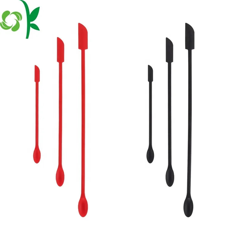 OKSILICONE 3-piece Reusable Mini Slender Scraper Spoon Kitchen Baking Cake Butter Tool Jam Spatula Double Head Silicone