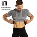 2025 Men's Gym Compression T-Shirt Quick Dry Sport Top for Running Training Bodybuilding Fitness Clothing Yarn Dyed Print Hot