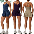 2025 New Sport One Piece Tennis Dress for Women Golf Workout Outfits with Shorts Sports Bodysuits