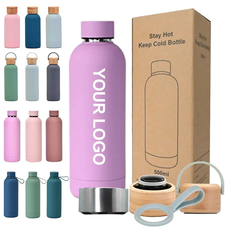 Custom 500ml Frosted Soft Touch Sport Cup Vacuum Flask Thermal Stainless Steel Drink Bottles Sports Water Bottle