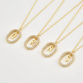 Custom 2023 Best Selling Waterproof 18k Gold Zircon Oval Letter Pendant Cuban Chain Stainless Steel Necklaces Fashion Jewelry