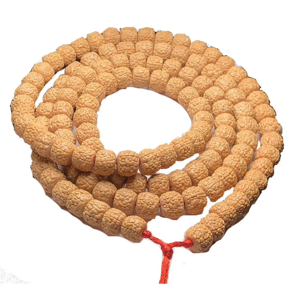 Semi Finish Natural Rudraksha Bodhi Seed Bead Mala Prayer 108 Chakra Elastic Meditation Yoga Beads Necklace Bracelet Jewelry