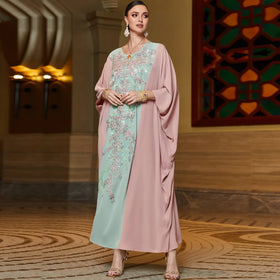 ODM 2023 Monsoon Embroidery Plus Size Modest Abaya Muslim Dress &evening Dress for Muslim Ramadan