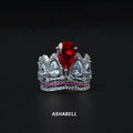 ASHBAELL Wholesale Red Crown Ring S925 Sterling Silver Women's Jewelry Gift Birthday Ball Jewelry