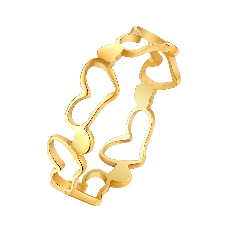 Hot Selling Stainless Steel High Quality Link Heart Ring Women Jewelry Accessories Gift