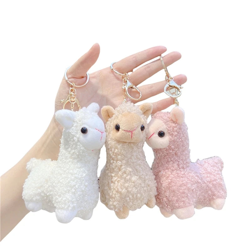 12Cm Cute Soft Kawaii Sheep Alpaca Keychain Bag Charm Decor Pendant Alpaca Stuffed Animal Toys Plush Doll Sheep Llama Keychains