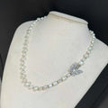 50CM Butterfly Buckle Sweater Chain AAA Baroque Long Necklace 6-8mm Natural White Freshwater Pearl Immortal Charm Pearl