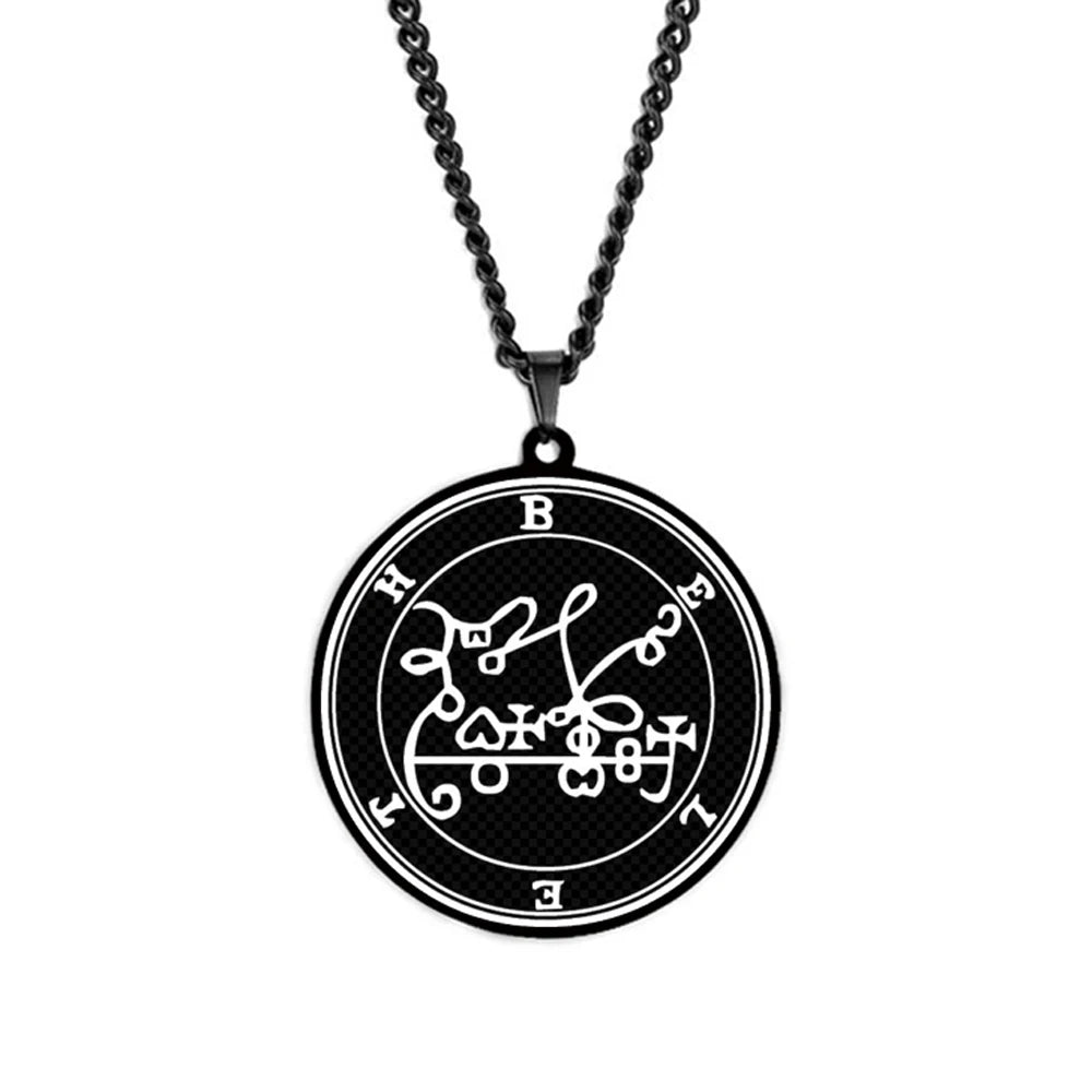 Black Color King Asmoday Sigil Demon Origins Seal Lesser Key of Solomon Goetia Amulet Talisman Stainless Steel Pendant Necklace