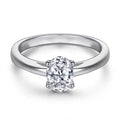 Classic Solitaire Rings Oval Cut Rhodium Plated Thick 18K Gold Plated 925 Sterling Silver Engagement Wedding Ring Finger Ring
