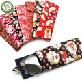 Custom Logo Japanese Floral Padded Soft Slip Pouch Asian Eyeglass Case for Sunglasses Rectangle Protective Floral Estuche Bag