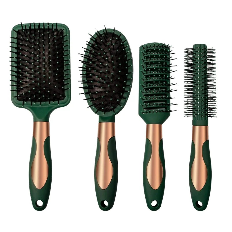 Gmagic New Durable Dark Green Anti-static Wet and Dry Hair Brushes Rubber Airbag Massage Comb Women Hairbrush