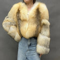 2025 New Coming Ladies Luxury Winter Jacket V Neck Genuine Fox Fur Coats