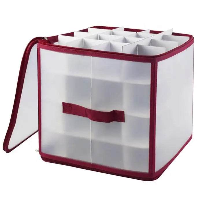 Christmas Day Transparent Plastic Storage Box Foldable Christmas Ornament Storage Box