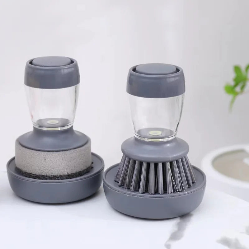 Automatic Liquid Dispenser Hydraul Kitchen Brush Long Handle Dishwashing Sponge Cleaner Kitchen Dishwashing Brush