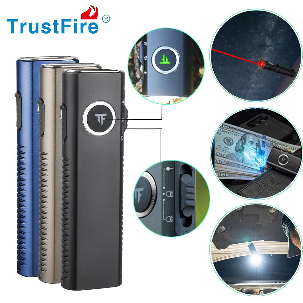 For Ultra Slim Mini X3 SE 1200LM Spotlight Red Laser Light EDC UV Pocket Torch Magnetic Flat Flashlight Waterproof 3-Year