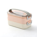 Thermo 304 Stainless Steel Plastic Portable Office Double Layer Lunch Box Sealed Insulated Lunch Box