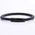 China Manufacture Wholesale Mens Black Leather Black Clasp Bracelet Wholesale