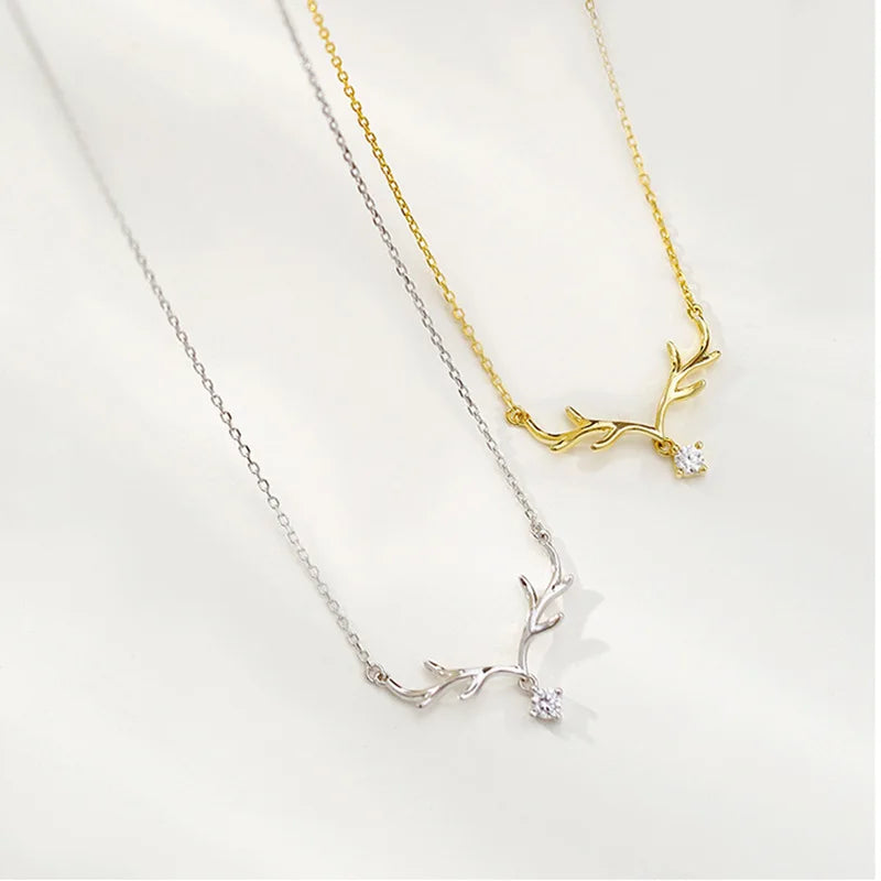 Simple Fashion Deer Antler Necklace Temperamental Trendy Necklace Luxury Girls Jewelry Necklace