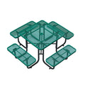 Outdoor Restaurant Commercial square Metal Picnic Table with Bench Garden Patio Plastic Coated Steel Dinning Table and Chair