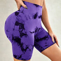 Seamless Spandex/Nylon Shorts for Women Tie Dye Sports Leisure Yoga Wear Set Fitness High Waist Lightweight Breathable