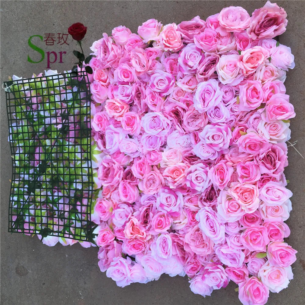SPR Rose Hydrangea Wall Artificial Silk Rose 3D Flower Wall Background Party Decor Wall