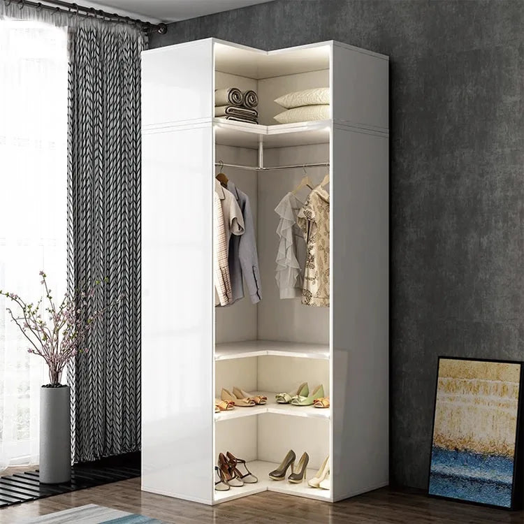 Multifunctional Corner Cabinet L-shaped Right-angle Cabinet Bedroom Furnitures Modern Clothes Locker Wooden Wardrobe