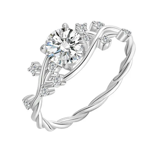 Luxury Jewelry  1CT  Colorful Diamond Moissanite Rings 18K Rhodium Gold Plated 925 Sterling Silver Rings for Women Engagement