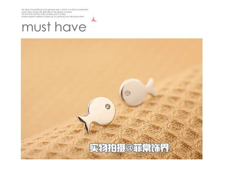 Wholesale 925 Sterling Silver Earrings Cute Small Fish Design with Gold Rhodium Plating Trendy Style for Weddings Parties Gifts