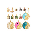 Full Zircon Enamel Taiji Gongfu Charm Pendant 18K Real Gold Plated ColourNecklace Bracelet DIY Handmade Jewelry Supplies L07